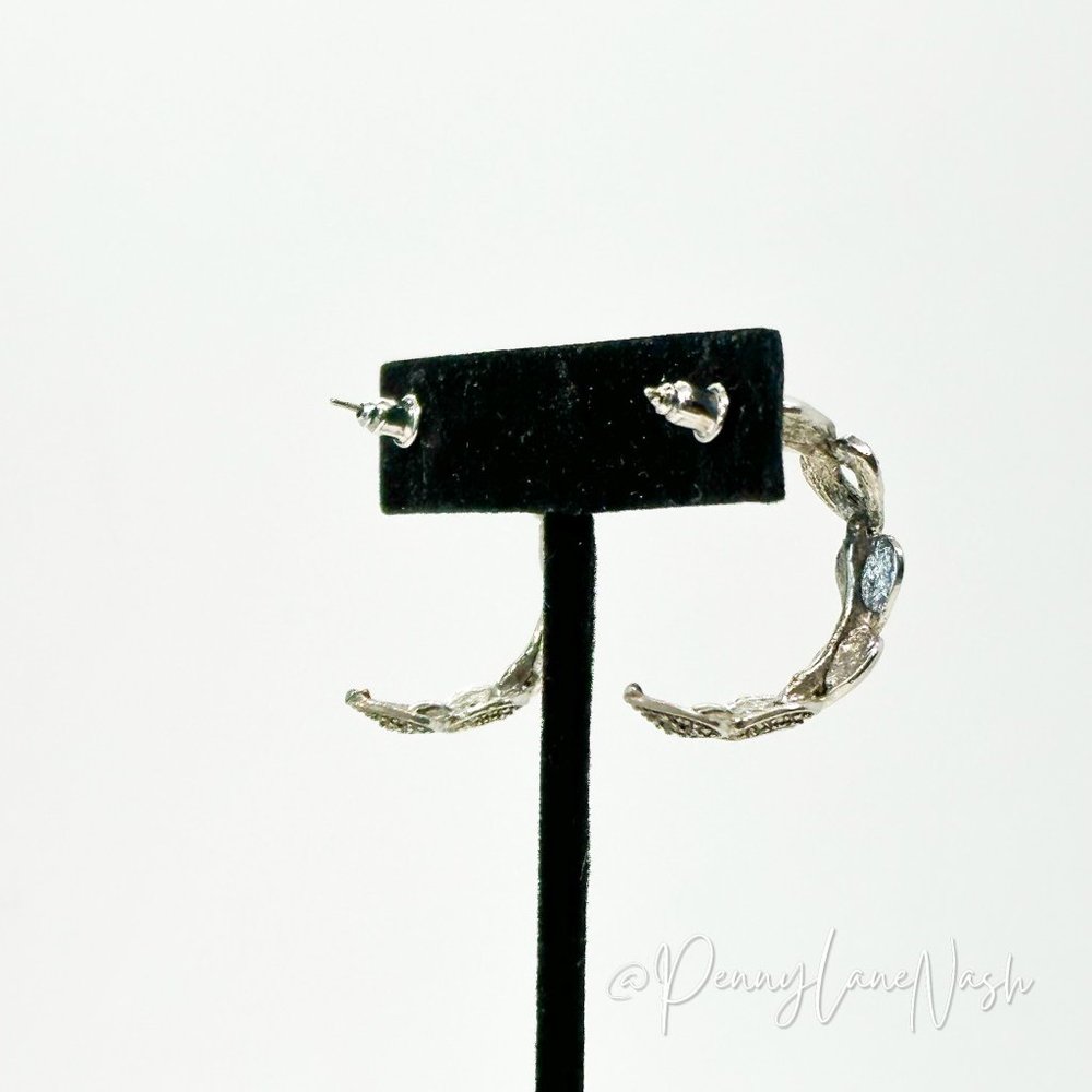 Vintage Silver Plated Multi-Heart C Hoop Earrings - Picture 4 of 8